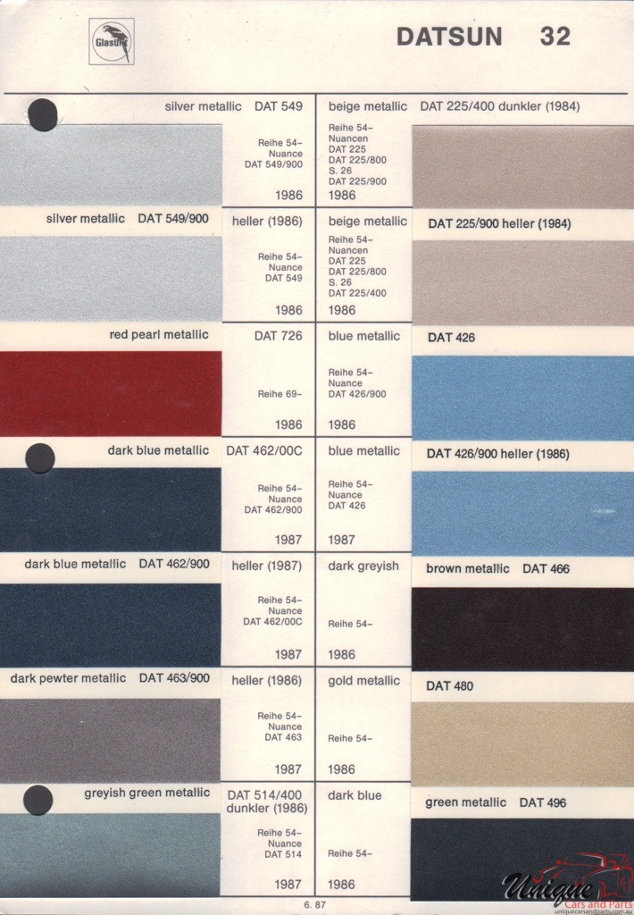 1987 Datsun Paint Charts Glasurit 4